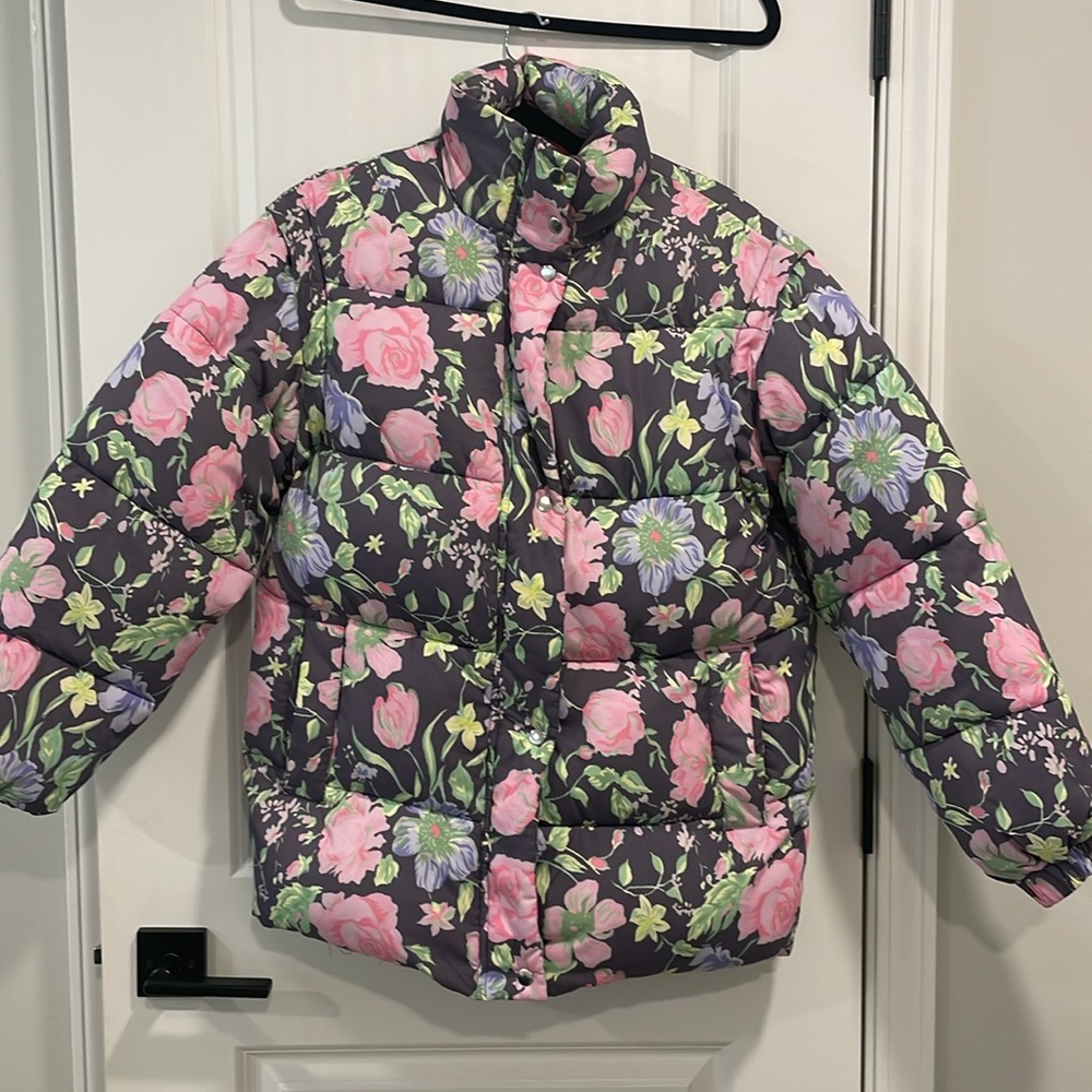 ASOS Floral puffer jacket with detachable sleeves